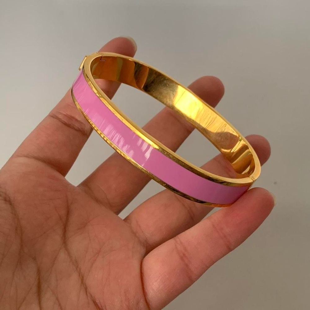 Banana Republic Gold-Tone Bangle with Pink Enamel